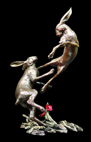 Photo of Hares Boxing Bronze Figurine Limited Edition Michael Simpson