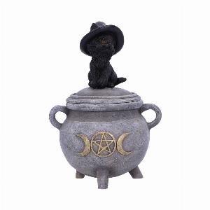 Photo #1 of product U5823U1 - Witch Cat Cauldron Box 14cm