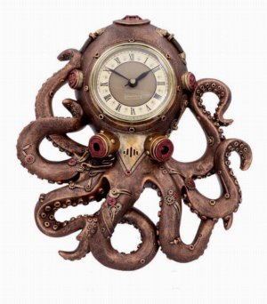 Photo #1 of product U4765P9 - Octoclock Steampunk Octopus Squid Wall Clock
