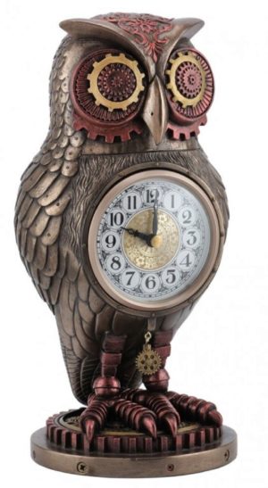 Photo of Steampunk Owl Heavyweight Clock Bronze Figurine 27 cm