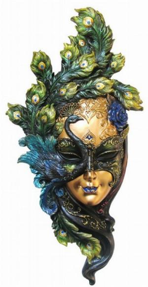 Photo of Venetian Mask Peacock Wall Plaque Colour