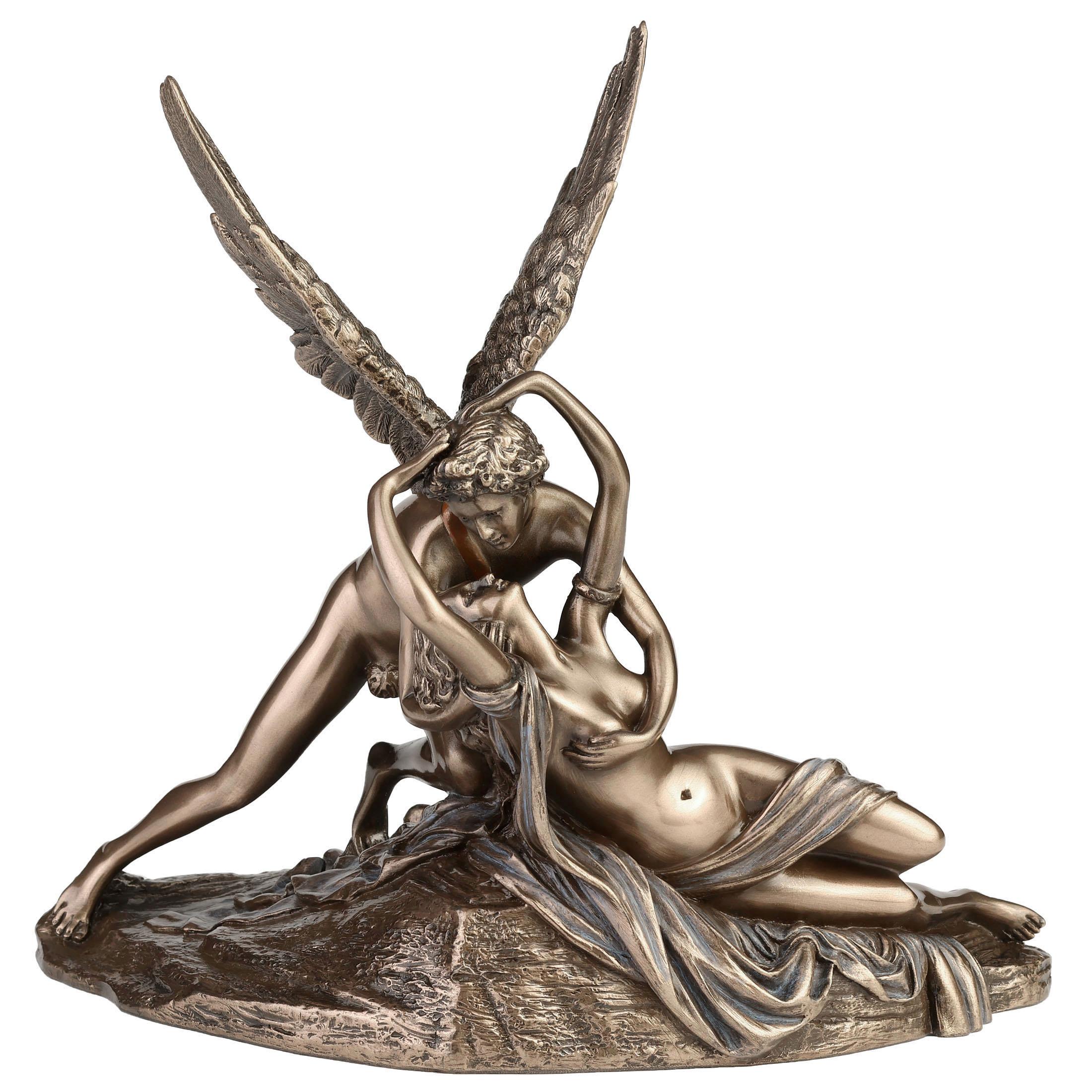 Scultura In Bronzo Amor E Psiche | Replica Originale Veronese, Dimensioni 30x30x16 Cm, Peso 3,1 Kg, Effetto Anticato