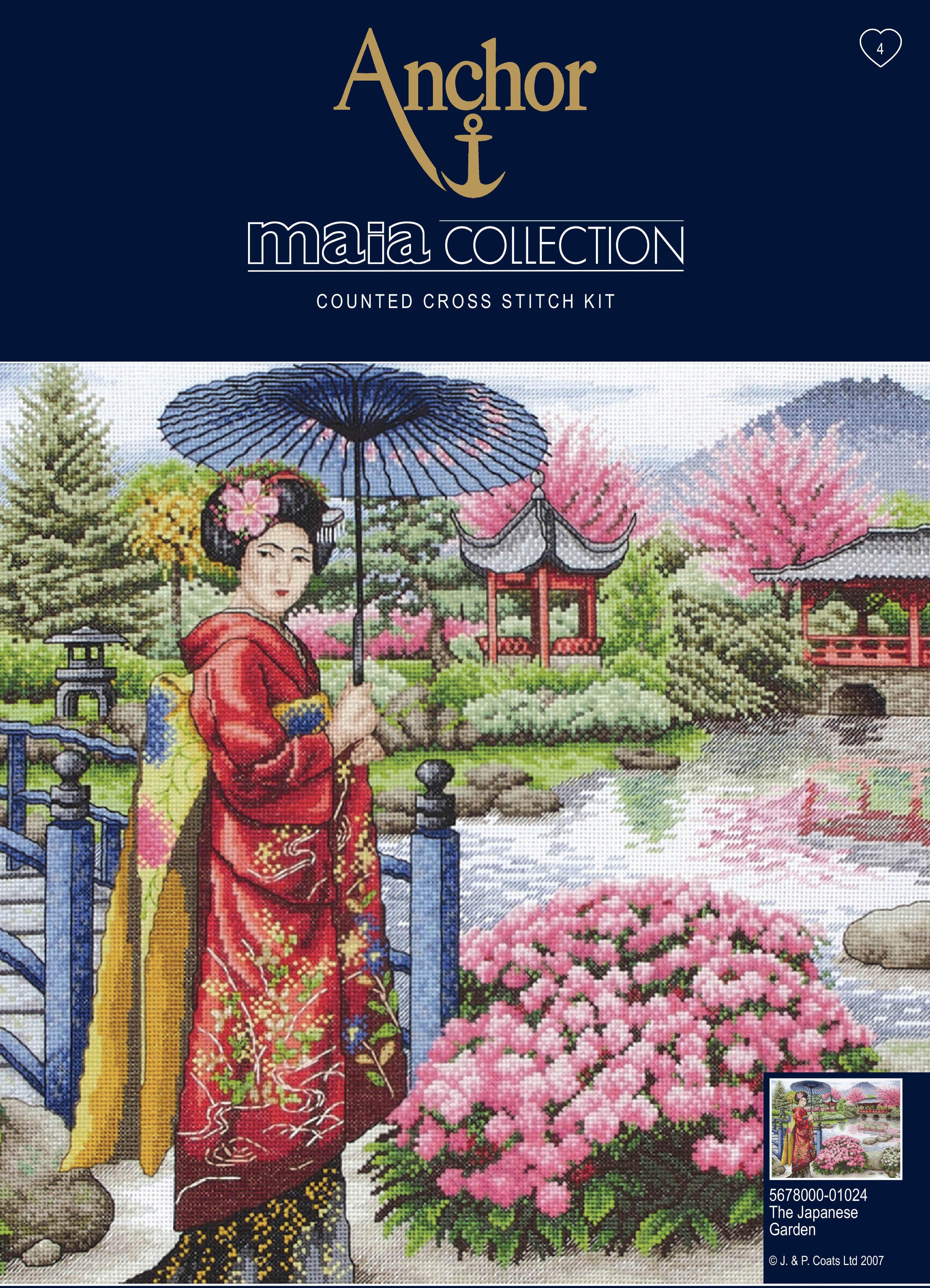 The Japanese Garden Scene Maia Collection Counted Cross Stitch Kit