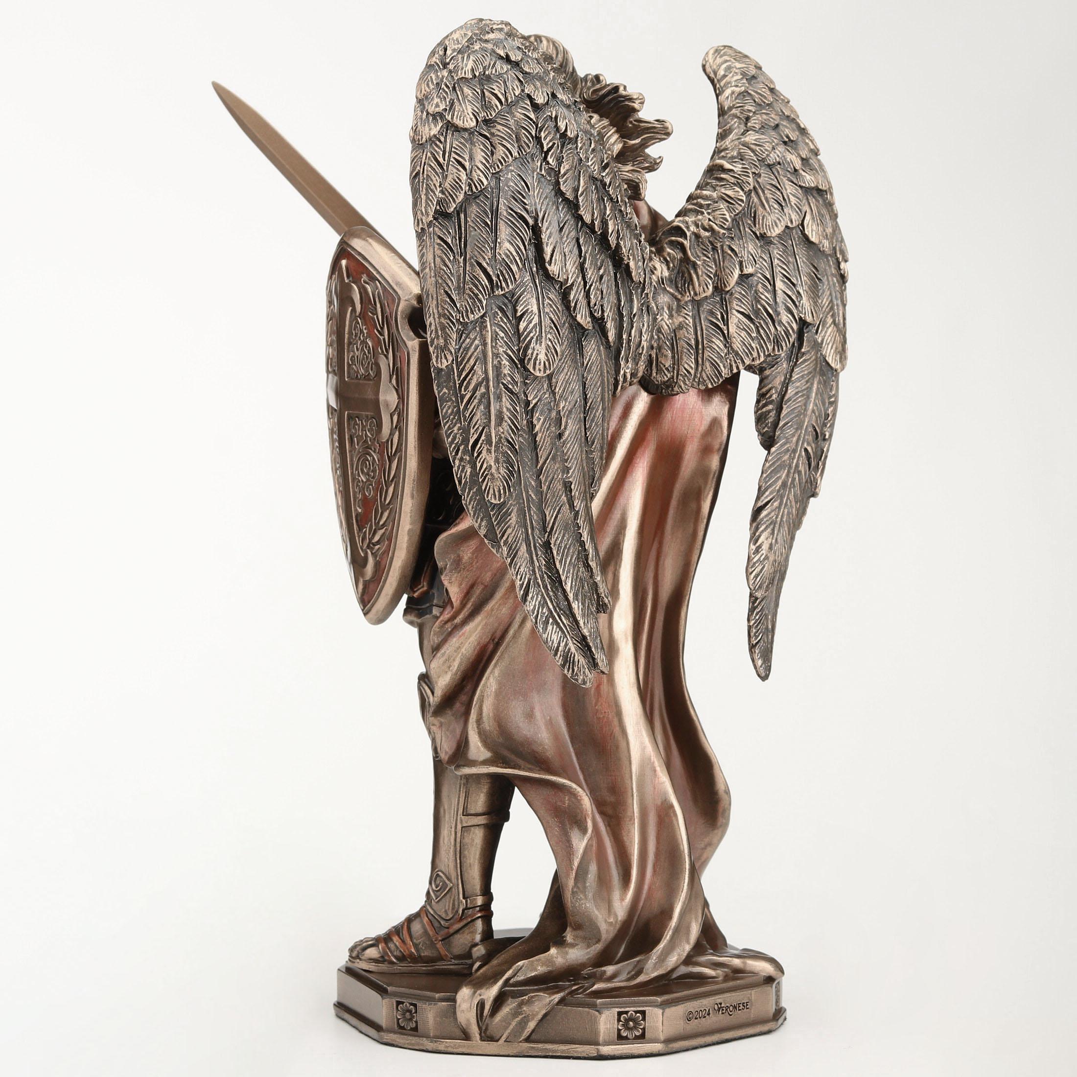 Archangel Saint Michael Wielding Sword and Shield - Bronze Figurine ...