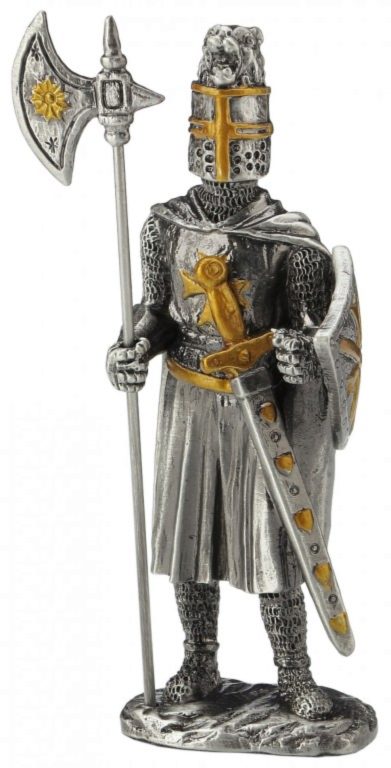 Photo of Knight Crusader with Halberd and Long Sword Pewter Figurine