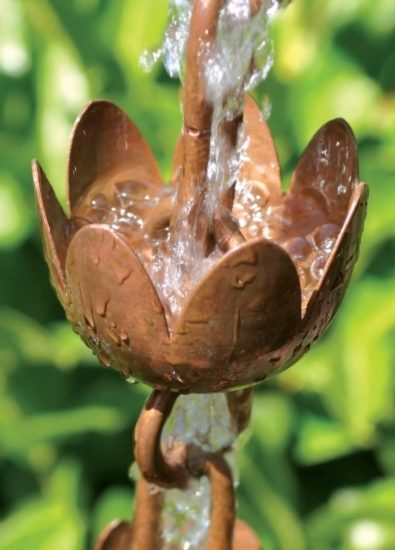 Photo of Rain Chain Copper Lily Down Pipe Ornament