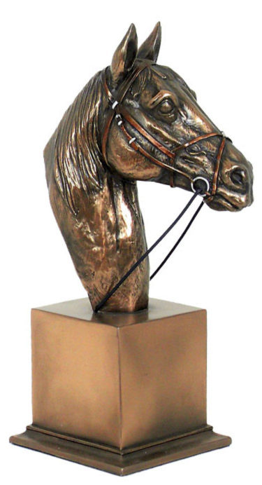 Photo of Horse Head Bronze Sculpture on Plinth (Medium) 21cm