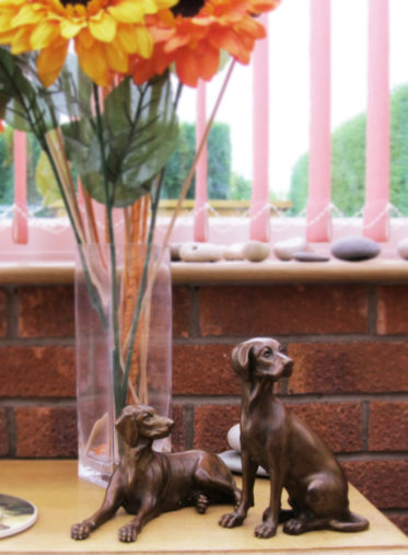 Photo of Pair of Vizslas Bronze Figurines