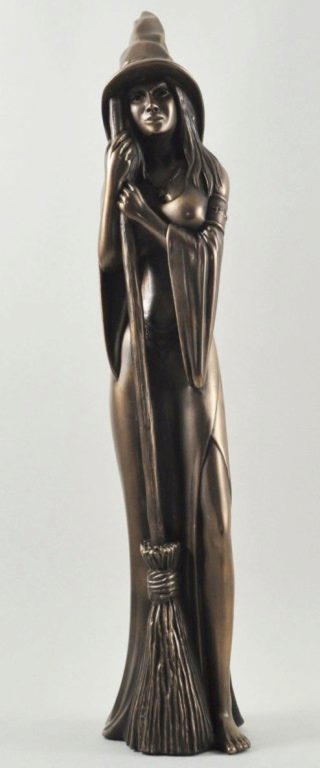 Photo of Tall Bronze Witch Figurine 44 cm