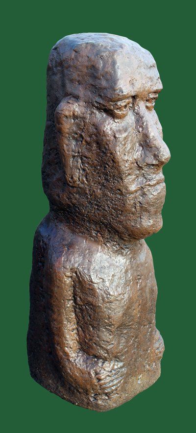 Phot of Large Moai Head Stone Sculpture