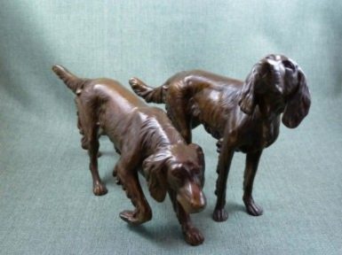 Photo of Pair of Setters Bronze Figurines