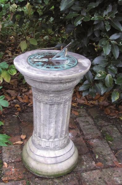 Photo of Small Stone Column with Aged Brass Sundial