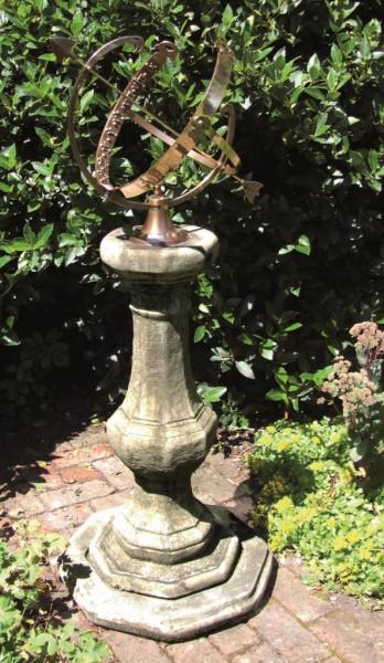 Photo of Stone Pedestal with Large Brass Armillary