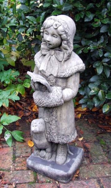 Photo of Victorian Caroller Girl with Dog Stone Statue 86 cm