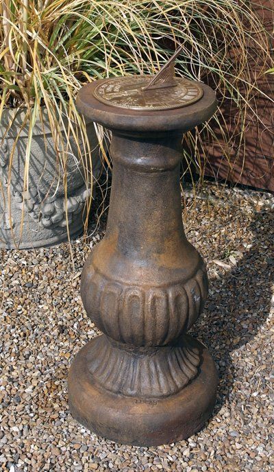 Phot of Victorian Stone Column with Aged Brass Sundial