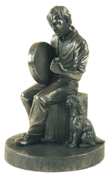 Photo of Bodhran Player Bronze Figurine