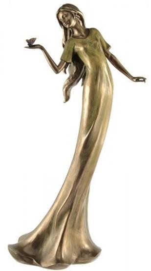 Photo of Lady with Butterfly Bronze Figurine 36 cm