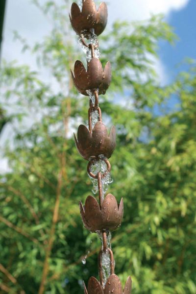 Photo of Rain Chain Copper Lily Down Pipe Ornament