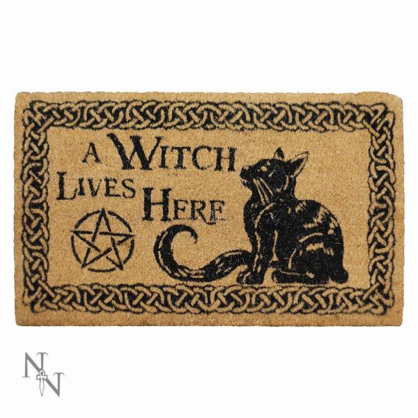 Photo #2 of product B2743G6 - A Witch Lives Here Witchcraft Familiar Doormat