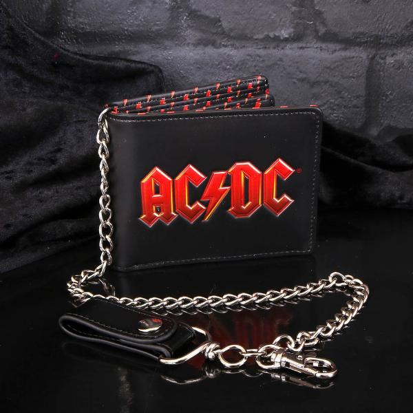 Photo #5 of product B4439N9 - AC/DC Logo Leather Lightning Chained Wallet Purse