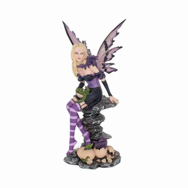 Photo #5 of product NEM3232 - Amethyst and Hatchlings 25.5cm Purple Fairy and Baby Dragon Figurine
