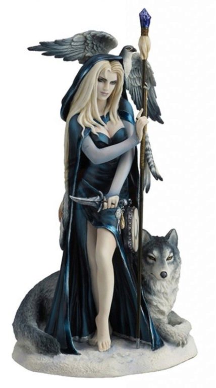 Photo of Arcana the Shaman Lady and Wolf Figurine (Ruth Thompson) 29cm