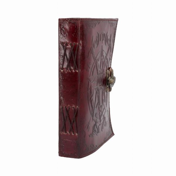 Photo #4 of product B4724P9 - Lockable Red Leather Baphomet Embossed Journal