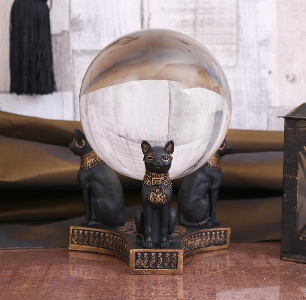 Photo #5 of product D4492N9 - Bastet's Honour Egyption Cat Crystal Ball Holder 12.7cm