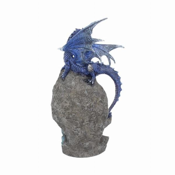 Photo #3 of product U4497N9 - Cobalt Custodian Fantasy Blue Dragon Sitting On A Geode 23cm
