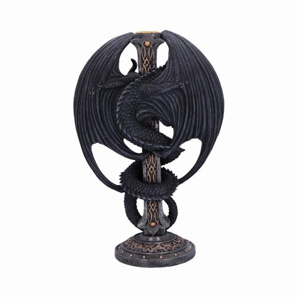 Photo #3 of product D5983W2 - Dark Ember Gothic Dragon Candle Holder 24.5cm