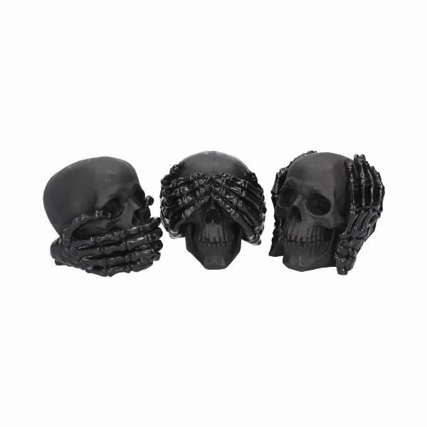 Photo #1 of product C3606J7 - Dark See No, Hear No, Speak No Evil Skull Figures Ornaments