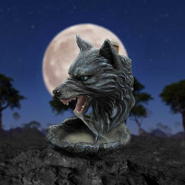 Photo #5 of product D6771A24 - Dark Wolf Head Backflow Incense Burner 11.5cm
