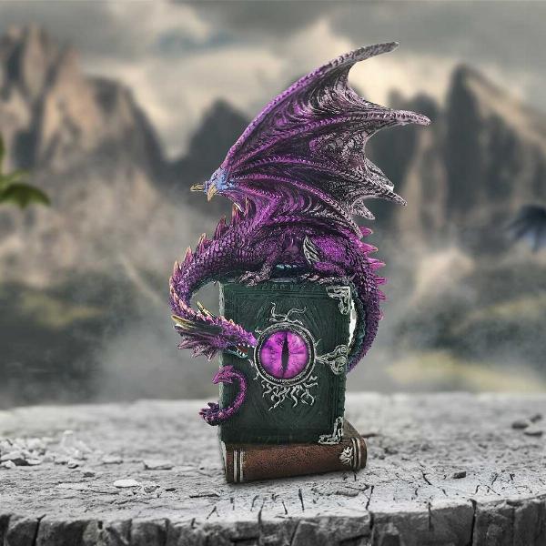 Photo #5 of product U6702A24 - Dragon Fable Purple Dragon on Book Figurine 24cm