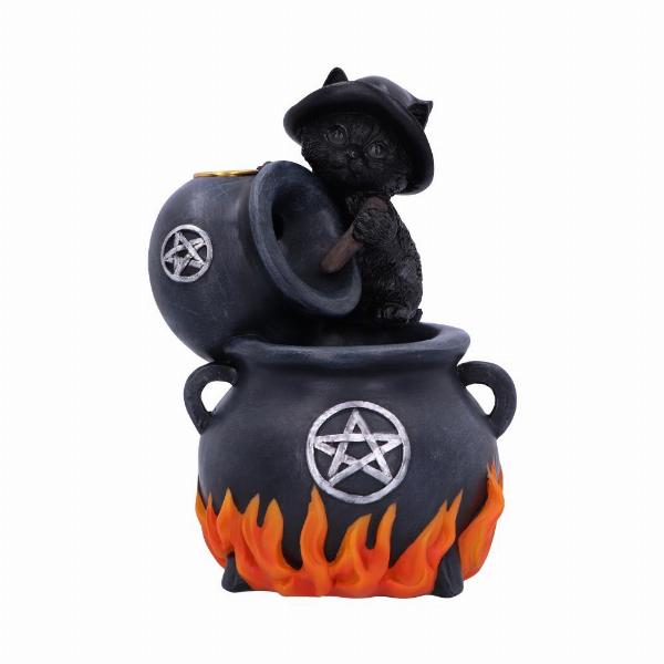 Photo #1 of product U6134W2 - Familiar Brew Black Cat Backflow Incense Burner 18cm