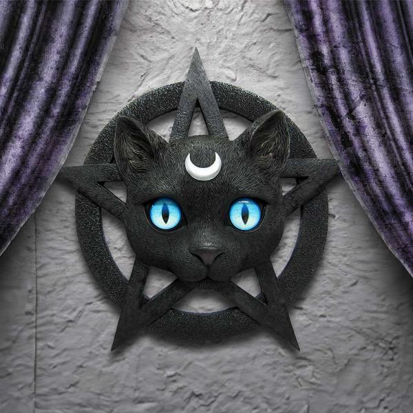 Photo #5 of product D6766A24 - Feline Worship Cat Pentagram Wall Plaque 25.5cm