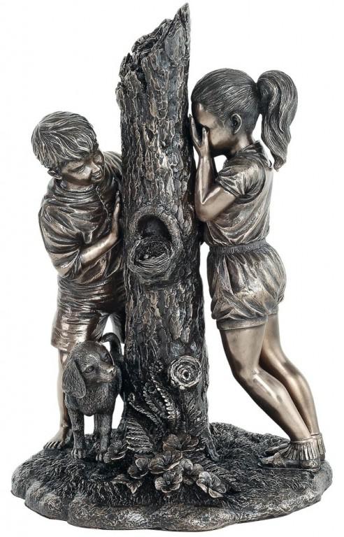 Photo of Hide and Seek Boy and Girl Bronze Figurine 24cm