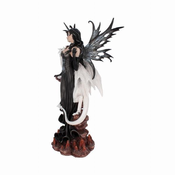 Photo #2 of product NEM3074 - Isabelle 57cm Dark Fairy and White Dragon Figurine