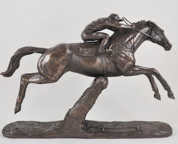 Photo of Istabraq Cold Cast Bronze Horse and Jockey Horse Racing Sculpture by Harriet Glen