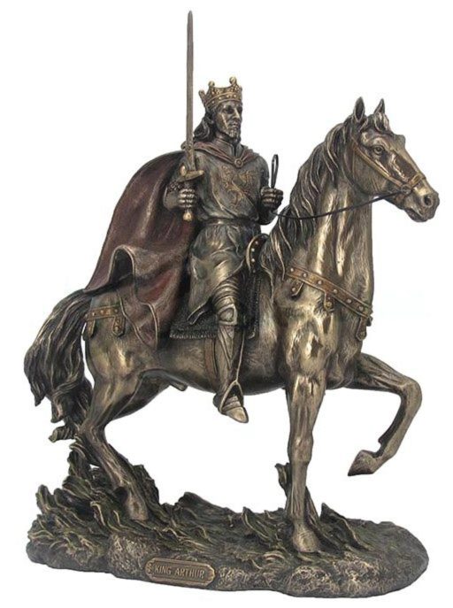 Photo of King Arthur On Horse Bronze Figurine 30cm