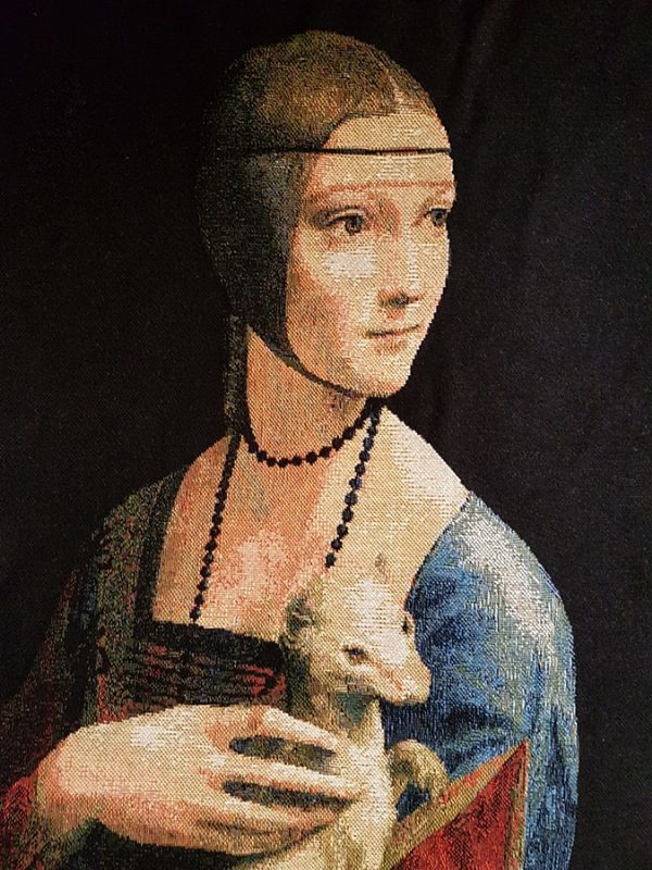 Phot of Lady With An Ermine By Leonardo Da Vinci Tapestry Cushion