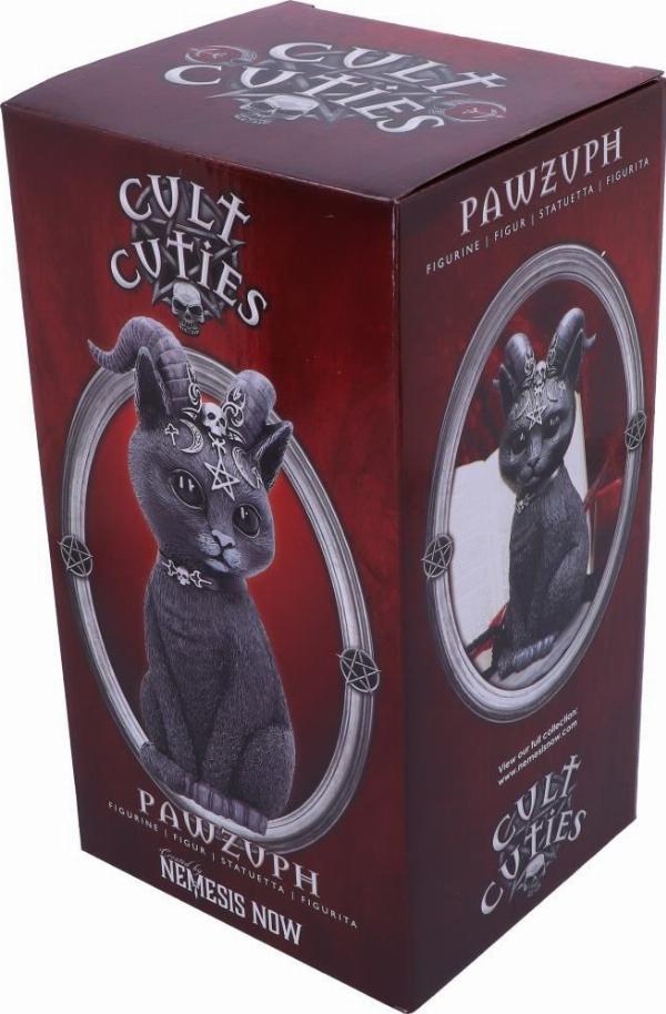 Large Pawzuph Horned Occult Cat Figurine