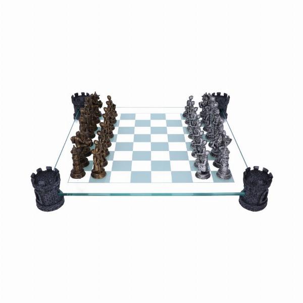 Photo #4 of product D1824E5 - Raised Medieval Knight Chess Set With Corner Towers 43cm