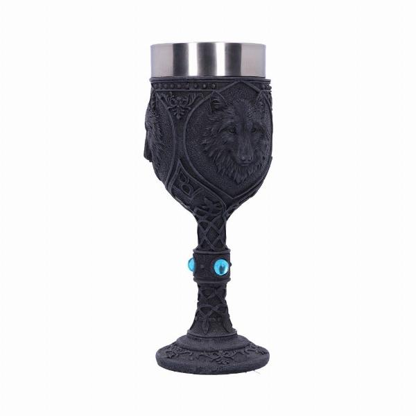 Photo #3 of product U2501G6 - Night Wolf Black Gothic Animal Goblet 19.5cm