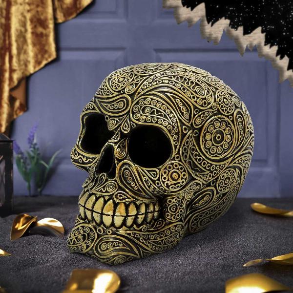 Photo #5 of product U6724A24 - Paisley Black and Gold Skull Head 15cm