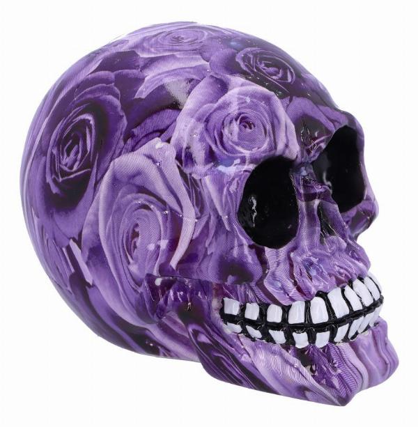 Photo #4 of product D5102R0 - Set of 6 Purple Romance Rose Print Skull Ornaments