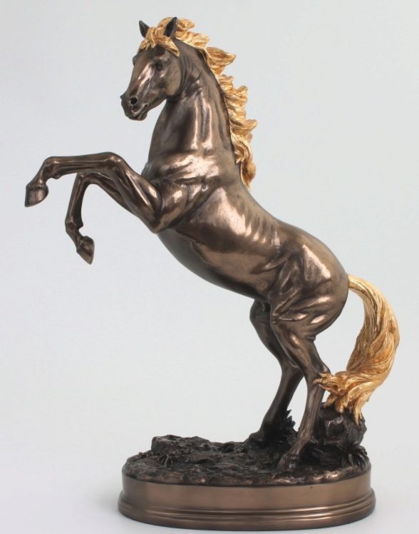 Photo of Rearing Horse with Golden Mane Bronze Figurine 43 cm