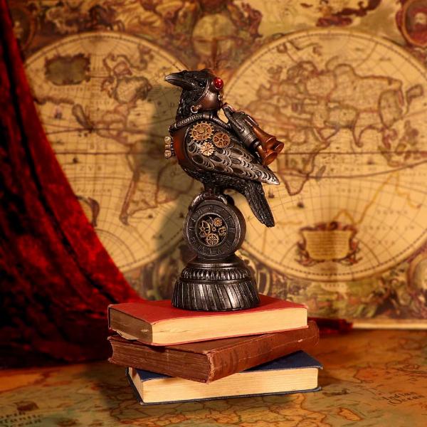 Photo #5 of product D5414T1 - Steampunk Rivet Raven Mechanical Bird Figurine