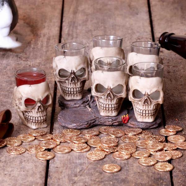 Photo #5 of product U1646E5 - Six Shooter Skulls Skull Shot Glass Set