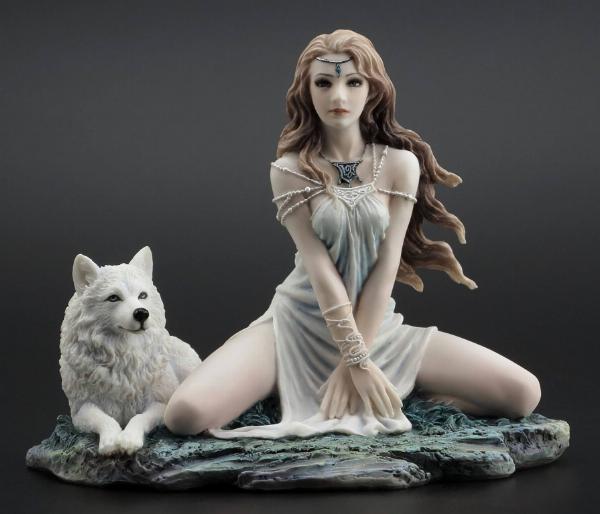 Photo of Storm Maiden Lady and Wolf Figurine 16.5cm