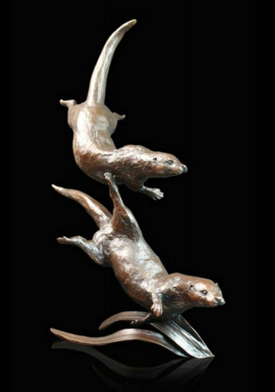 Photo of The Chase - Otters Swimming Bronze Figurine (Limited Edition) Michael Simpson
